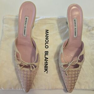 Manolo Blahnik Pink and Cream Heels